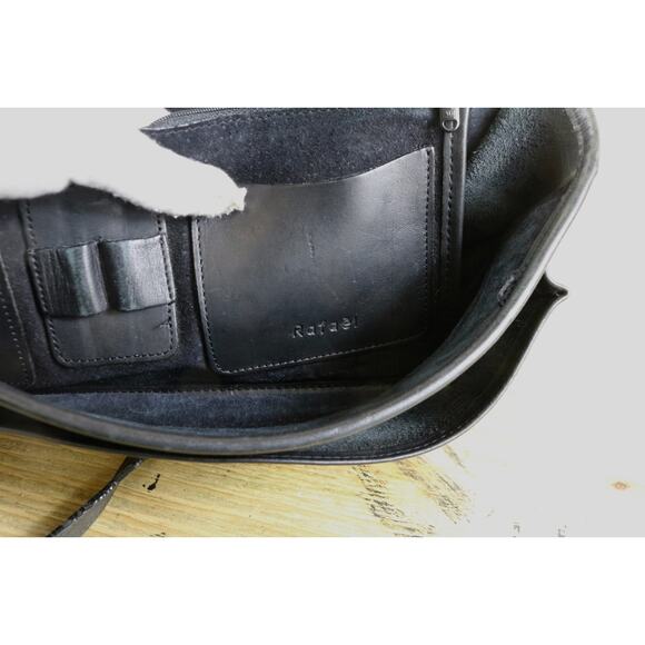 Rafael Bags Mens Black Leather Briefcase Vintage Laptop Messenger Computer USA - Picture 13 of 13